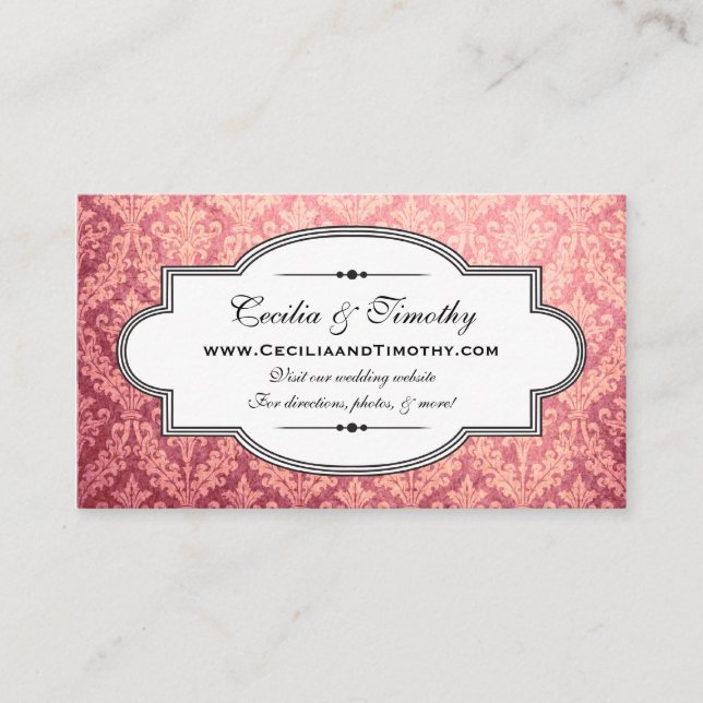 Classy Damask Wedding Website (honeysuckle) Enclosure Card (Front)
