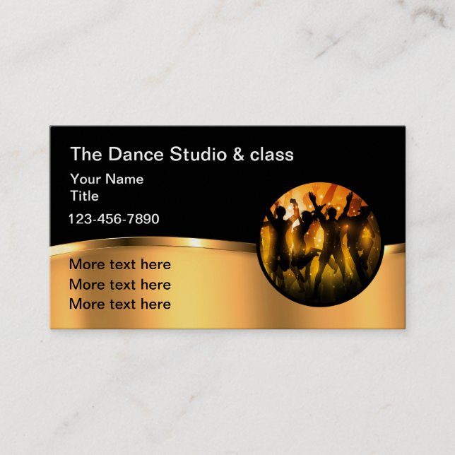 Classy Dance Studio And Lessons Business Card (Front)