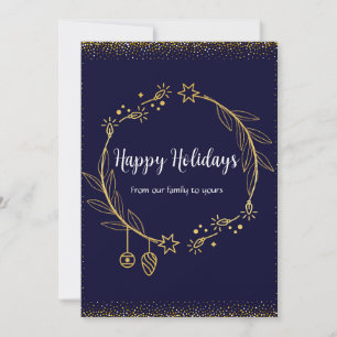 Classy dark blue and gold Christmas card