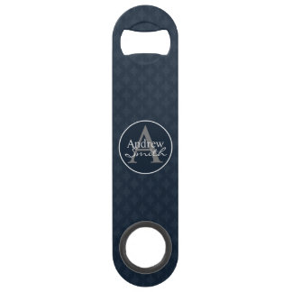 Classy Dark Blue Personalized Speed Bottle Opener