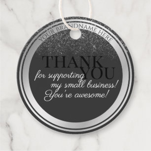 Classy Dark Grey and Silver with Chic Glitter Rain Favour Tags