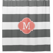 Classy Dark Grey and White Stripes with Monogram