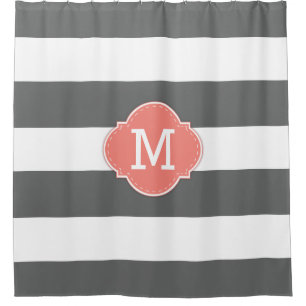 Classy Dark Grey and White Stripes with Monogram