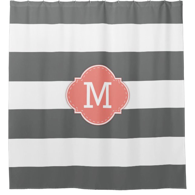 Classy Dark Grey and White Stripes with Monogram (Front)