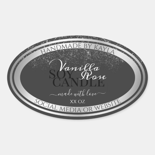Classy Dark Grey & Silver Product Packaging Labels (Front)