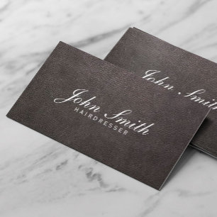 Classy Dark Leather Hairdresser Business Card