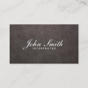 Classy Dark Leather Interpreter Business Card