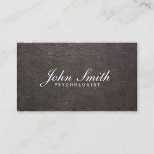 Classy Dark Leather Psychologist Business Card