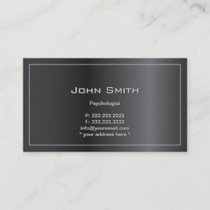 Classy Dark Metal Frame Psychologist Business Card