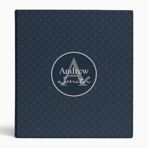 Classy Dark Navy Blue Custom Monogram Binder