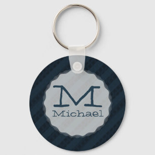 Classy Dark Navy Custom Monogram Version 2.1 Keychain