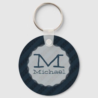 Classy Dark Navy Custom Monogram Version 2.1 Keychain