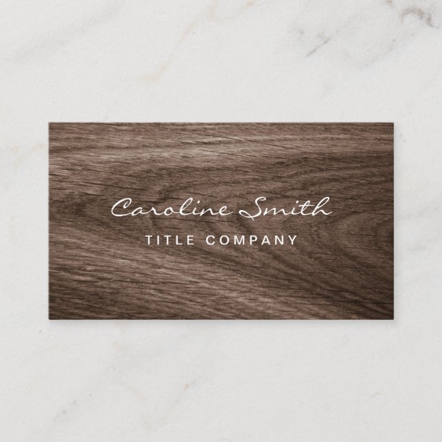 Classy dark oak wood grain professional profile business card (Front)