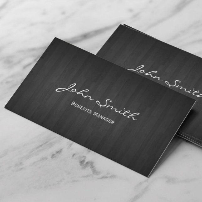 Classy Dark Wood Benefits Manager Business Card (Creator Uploaded)