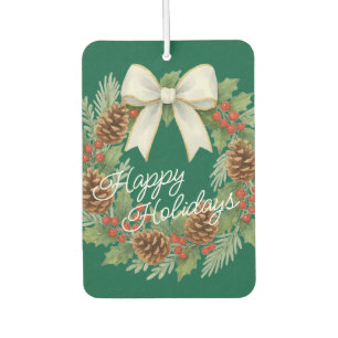 Classy December Wreath With White Bow Holiday Air Freshener