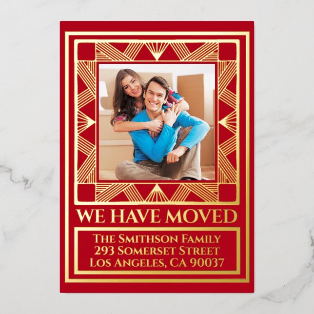 Classy Deco Chic Personalized Moving Announcement  (Front)