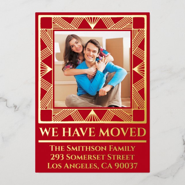 Classy Deco Chic Personalized Moving Announcement  (Front)