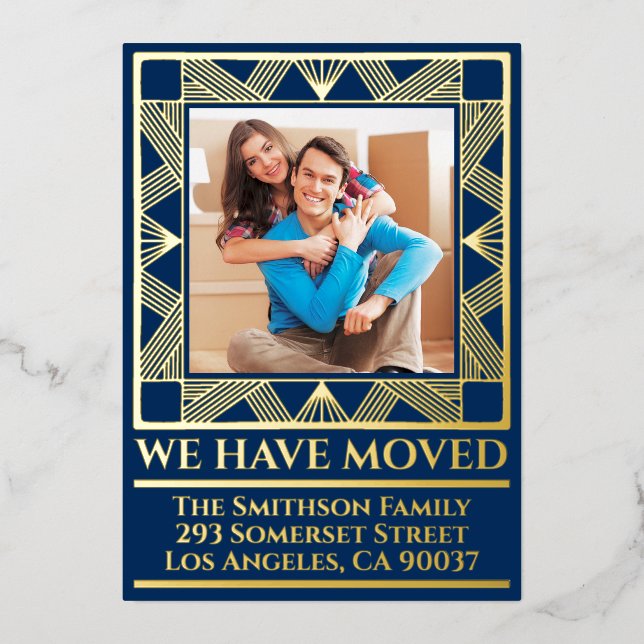Classy Deco Chic Personalized Moving Announcement  (Front)