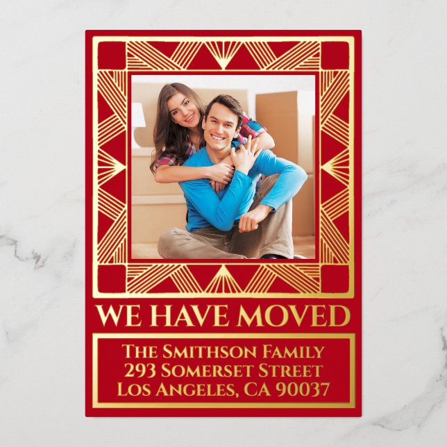 Classy Deco Chic Personalized Moving Announcement  (Front)