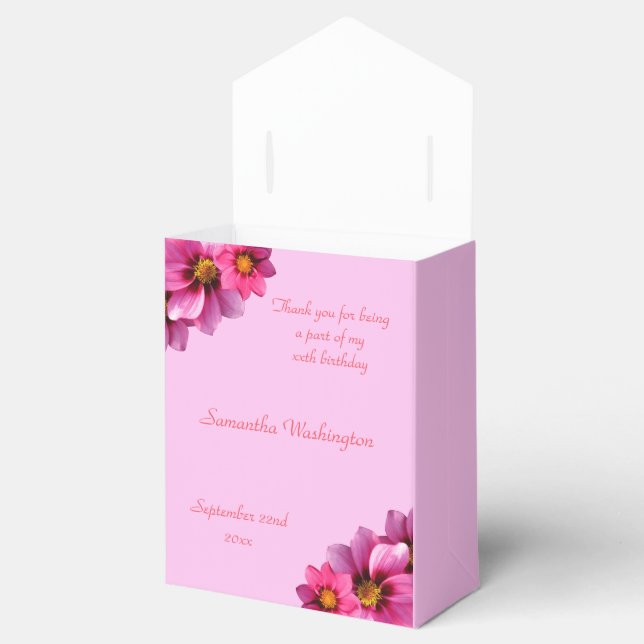 Classy Decorative Corner Dahlias Birthday Favor Box (Opened)