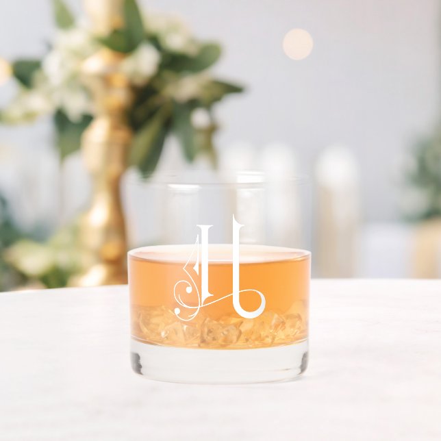 Classy  Decorative H Personalized  Whiskey Glass (Insitu (Wedding))