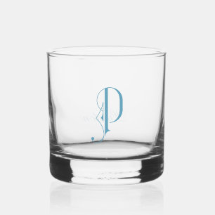 Classy  Decorative Monogramed P Personalized  Whiskey Glass