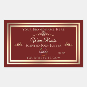 Classy Deep Red Product Label Gold Frame with Logo