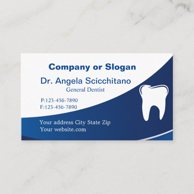 Classy Dental Tooth Logo Appointment Business Card (Front)