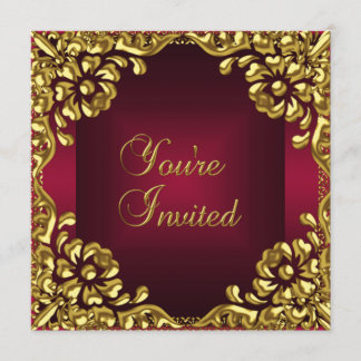 Classy Design Party Invitation Gold Bourgogne Roug