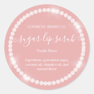 Classy Diamond Frame Peachy Pink Sugar Lip Scrub Classic Round Sticker