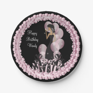 Classy Diva Girl's Party   Personalize   Pink Paper Plate