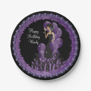 Classy Diva Girl's Party   Personalize   Purple Paper Plate