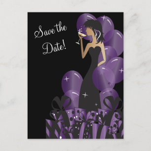 Classy Diva Girl's Party Save the Date Announcement Postcard