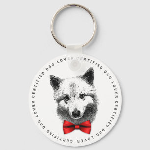 Classy Dog Lover Shiba Inu or Samoyed with Bow Tie Keychain
