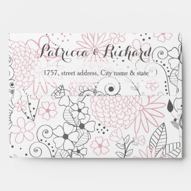 Classy doodles hand drawn floral Wedding design Envelope (Back (Top Flap))