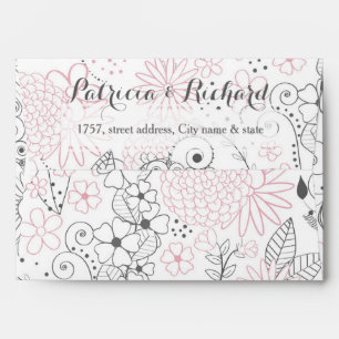 Classy doodles hand drawn floral Wedding design Envelope