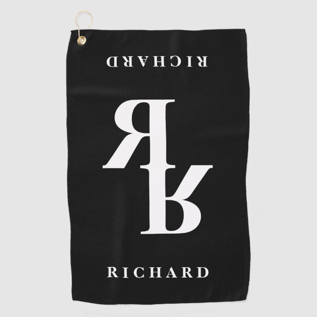 Classy double name initials monogram template golf towel (Front)