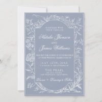 Classy Dusty Blue Floral Boho Botanical Wedding 