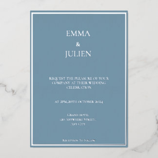 Classy Dusty Blue foil Invitation