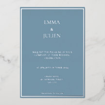 Classy Dusty Blue foil Invitation