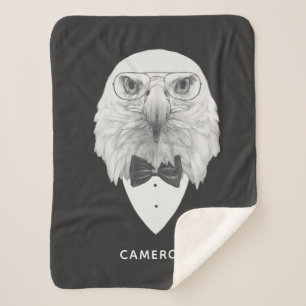 Classy Eagle Portrait Add Your Name Sherpa Blanket