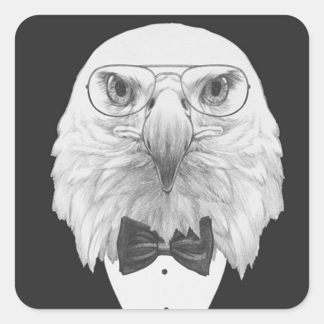 Classy Eagle Portrait Square Sticker (Front)
