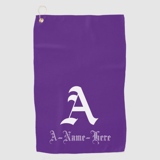 Classy Editable Name and Initial Golf Towel (Front)