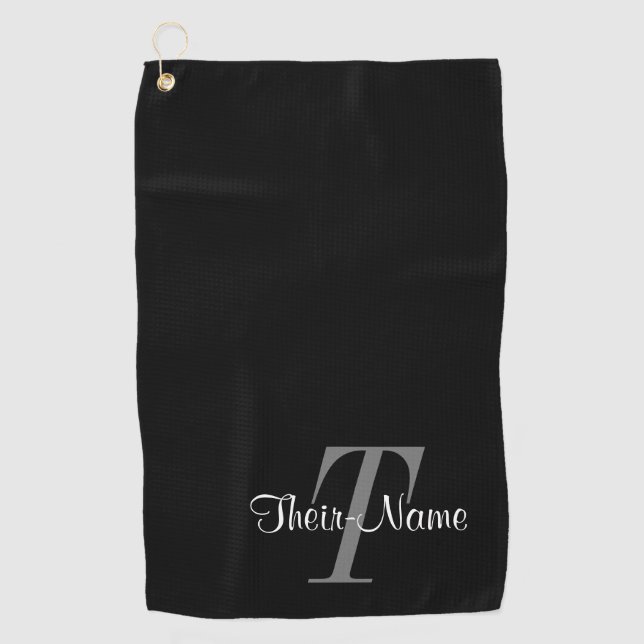 Classy Editable Name & Initial Golf Towel (Front)
