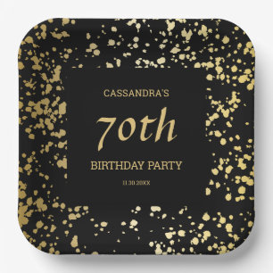 Classy Egypt Gold Sprinkles Black Birthday Paper Plate