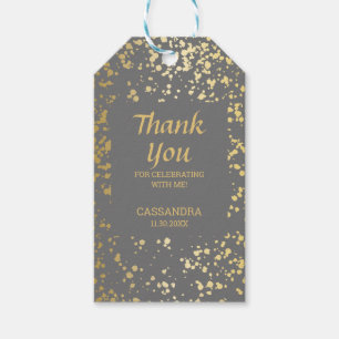 Classy Egypt Gold Sprinkles Grey Thank You Gift Tags