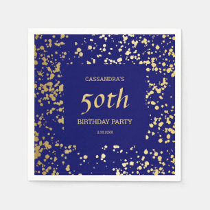Classy Egypt Gold Sprinkles Navy Blue Birthday Napkin