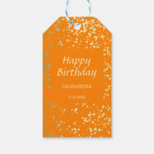 Classy Egypt Gold Sprinkles Orange Birthday Gift Tags