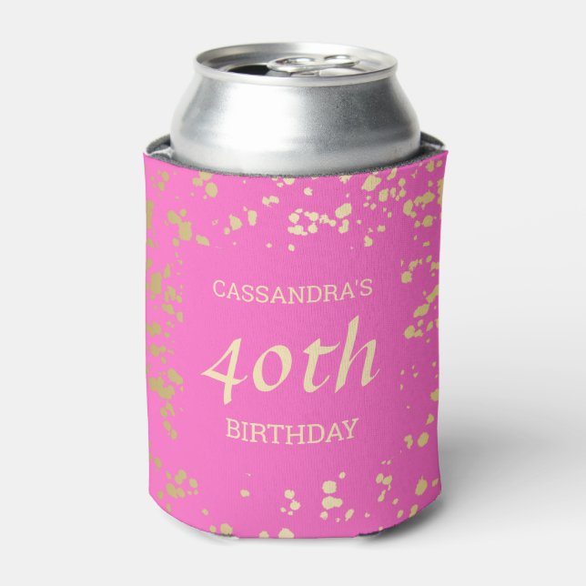 Classy Egypt Gold Sprinkles Pink Birthday Can Cooler (Can Front)