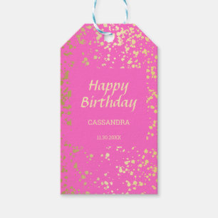 Classy Egypt Gold Sprinkles Pink Birthday Gift Tags